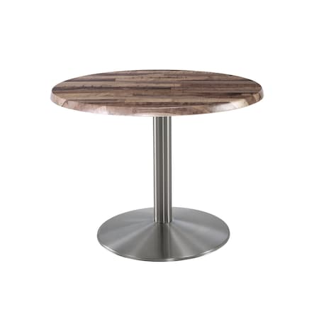 Holland Bar Stool Co 30" Tall OD214 Stainless Steel Table Base 22" Diameter 30" Diameter Rustic Top OD214-2230SSOD30RRustic